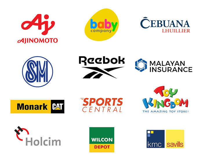 SM-Ajinomoto-Baby Company-Cebuana-Monark CAT-Holcim-Toy Kingdom-Malayan Insurance-Reebok Logo