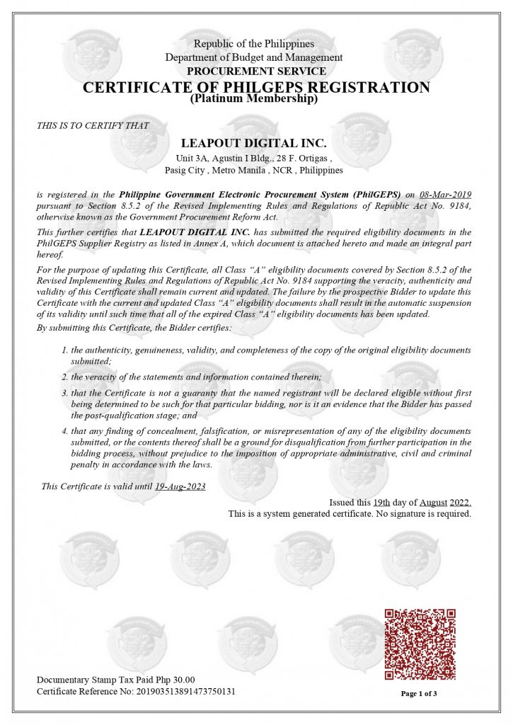 LeapOut PhilGEPS Platinum Membership