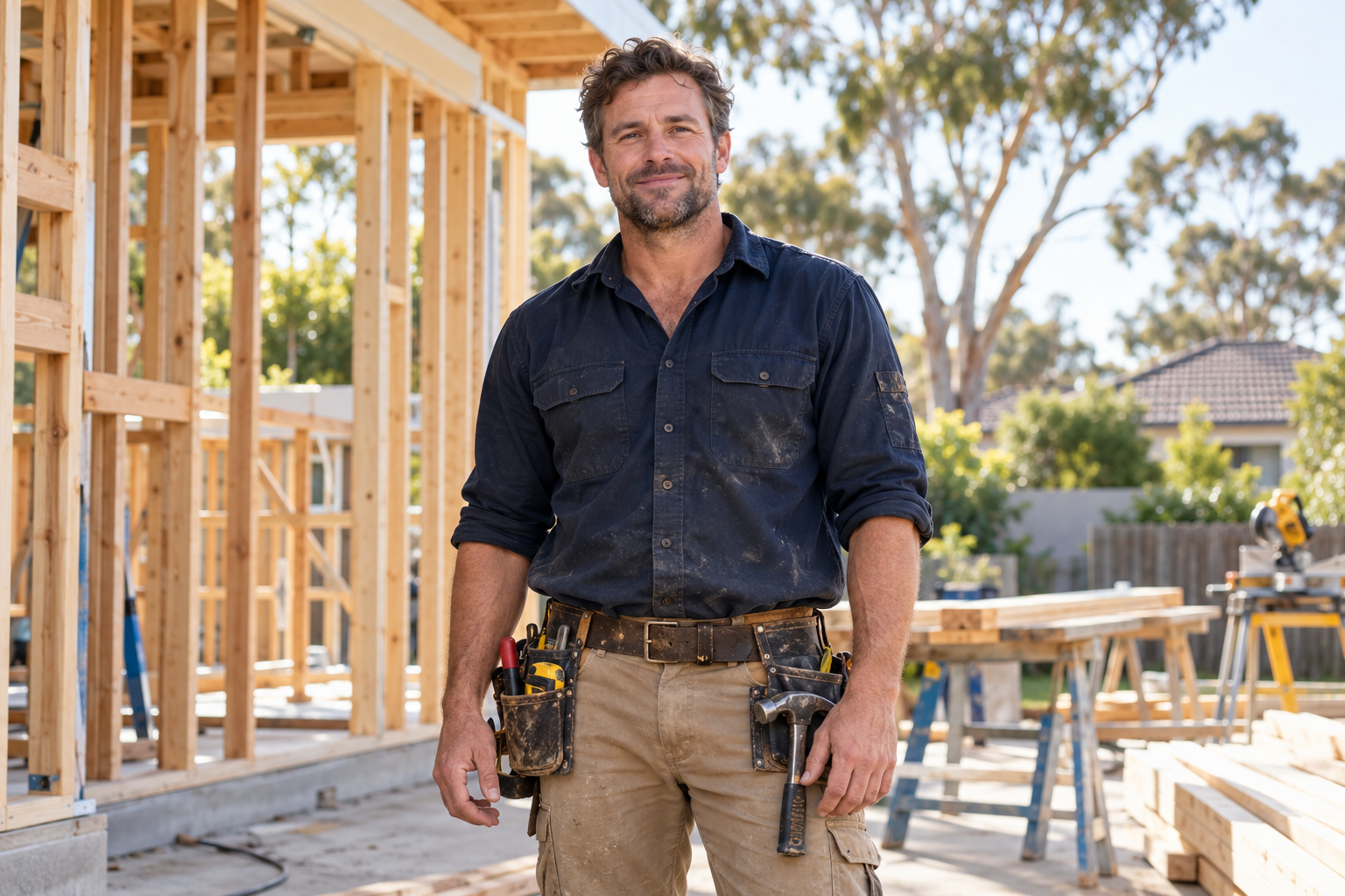Australian trades professional at a residential job site
