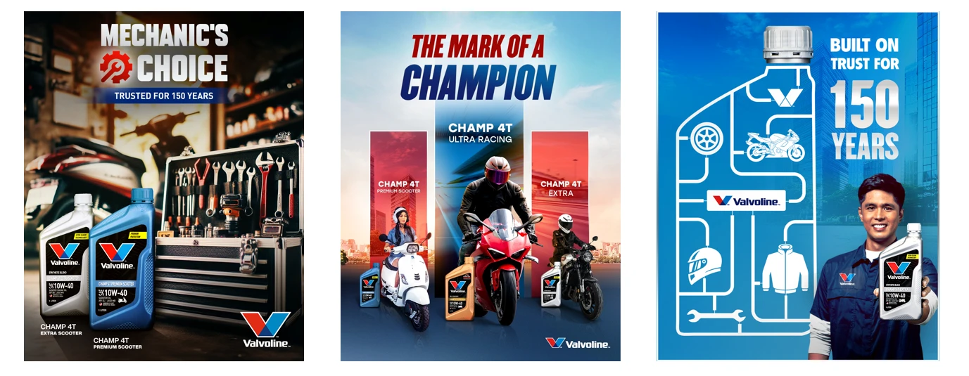 Published Valvoline Philippines social creative: Mechanic’s Choice, Mark of a Champion and Built on Trust for 150 Years